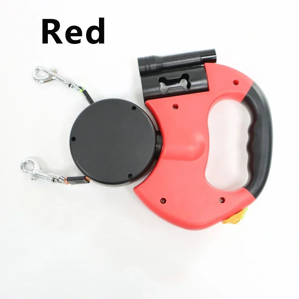 Retractable Dual Doggie Leash with LED Light,