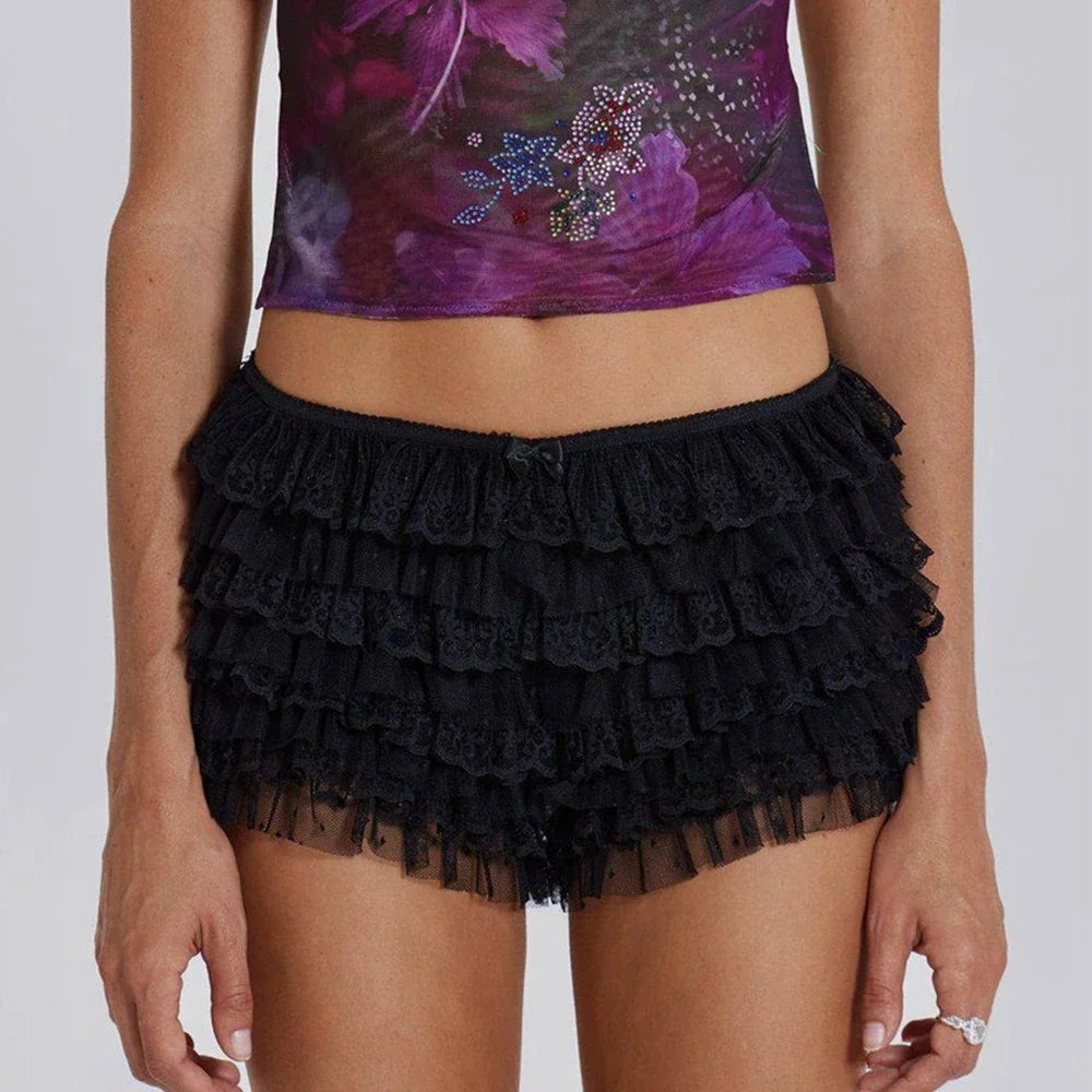 Sexy Women Mesh Lace Bloomer Shorts