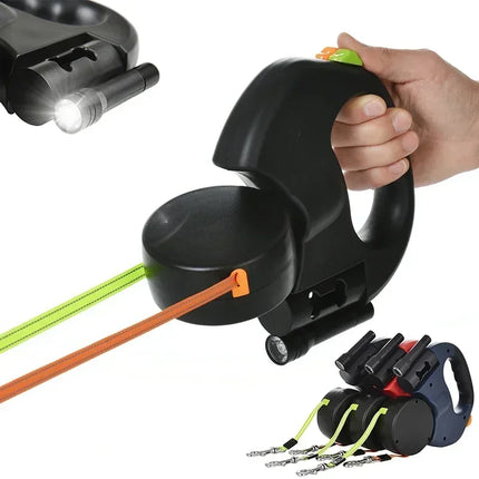 Retractable Dual Doggie Leash with LED Light,