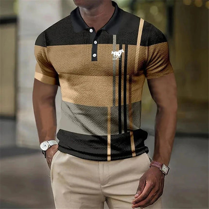 Men Summer Fashion Slim Fit Short Sleeve Sport Lapel Polo Shirt .